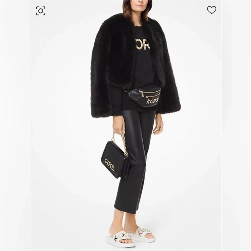 NWT - Michael Kors - Faux Fur Open Front Cropped Jacket Size XL